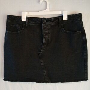 Old‎ Navy Women's Plus Size 18 Black Denim Skirt Hi Rise Secret Smooth Pockets